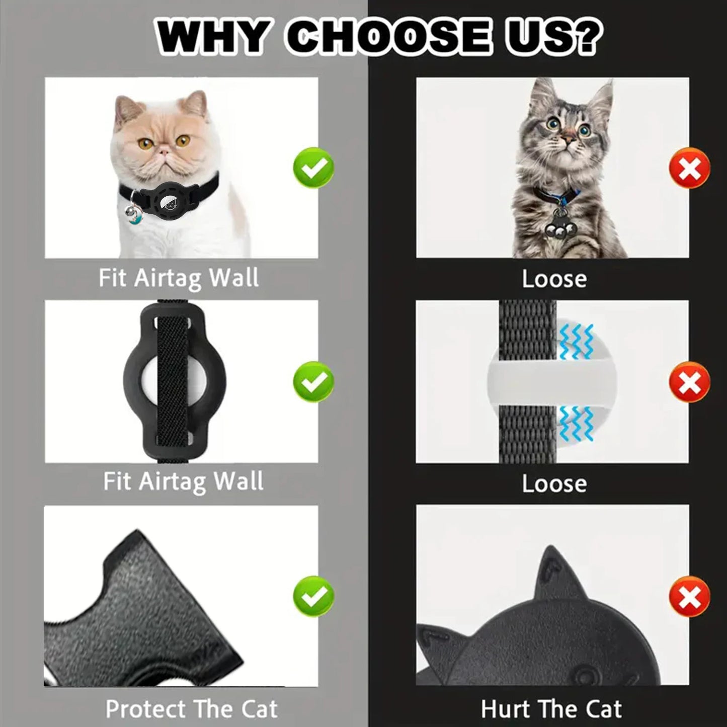 AirTag Cat Collar with Bell (AirTag Not Included)